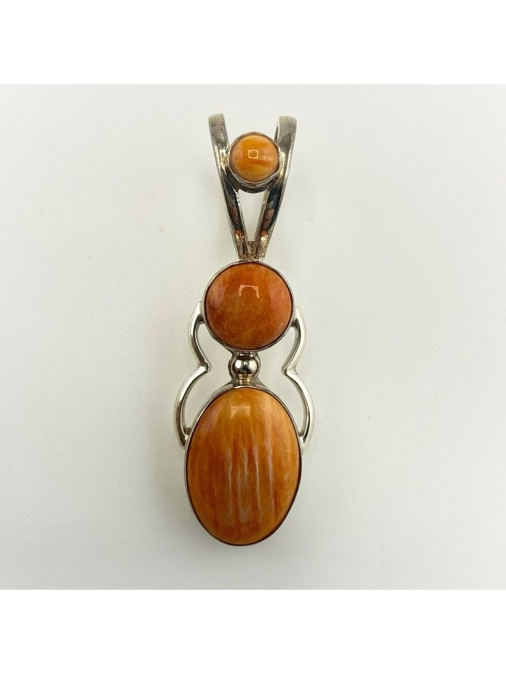 Jay King Orange Spiny Oyster Pendant Shell Sterling Silver 925 Enhancer 2"